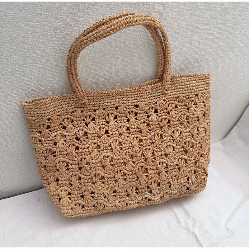 Crochet Bag Raffia - French Style Raffia Tote – Handwoven