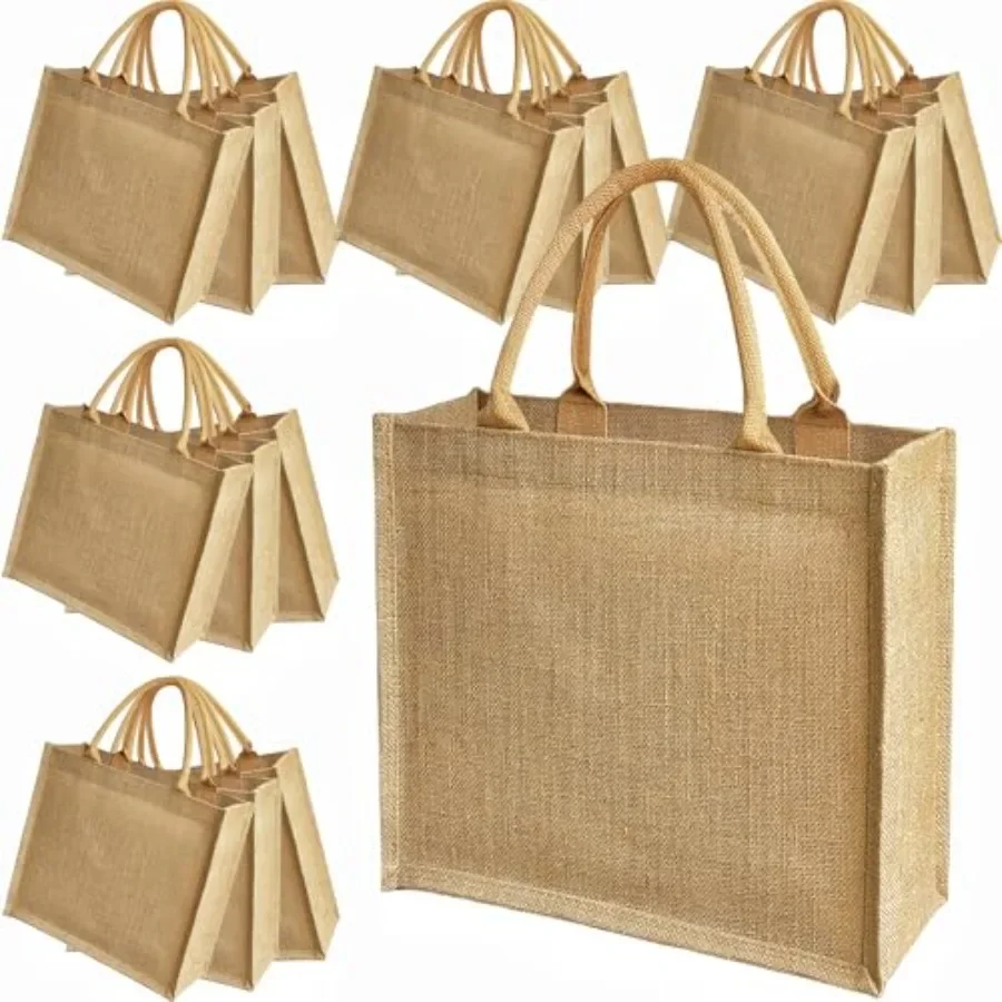 15 Pack Burlap Tote Bags 12x12 - Tote Bag Beach recensione e prezzo
