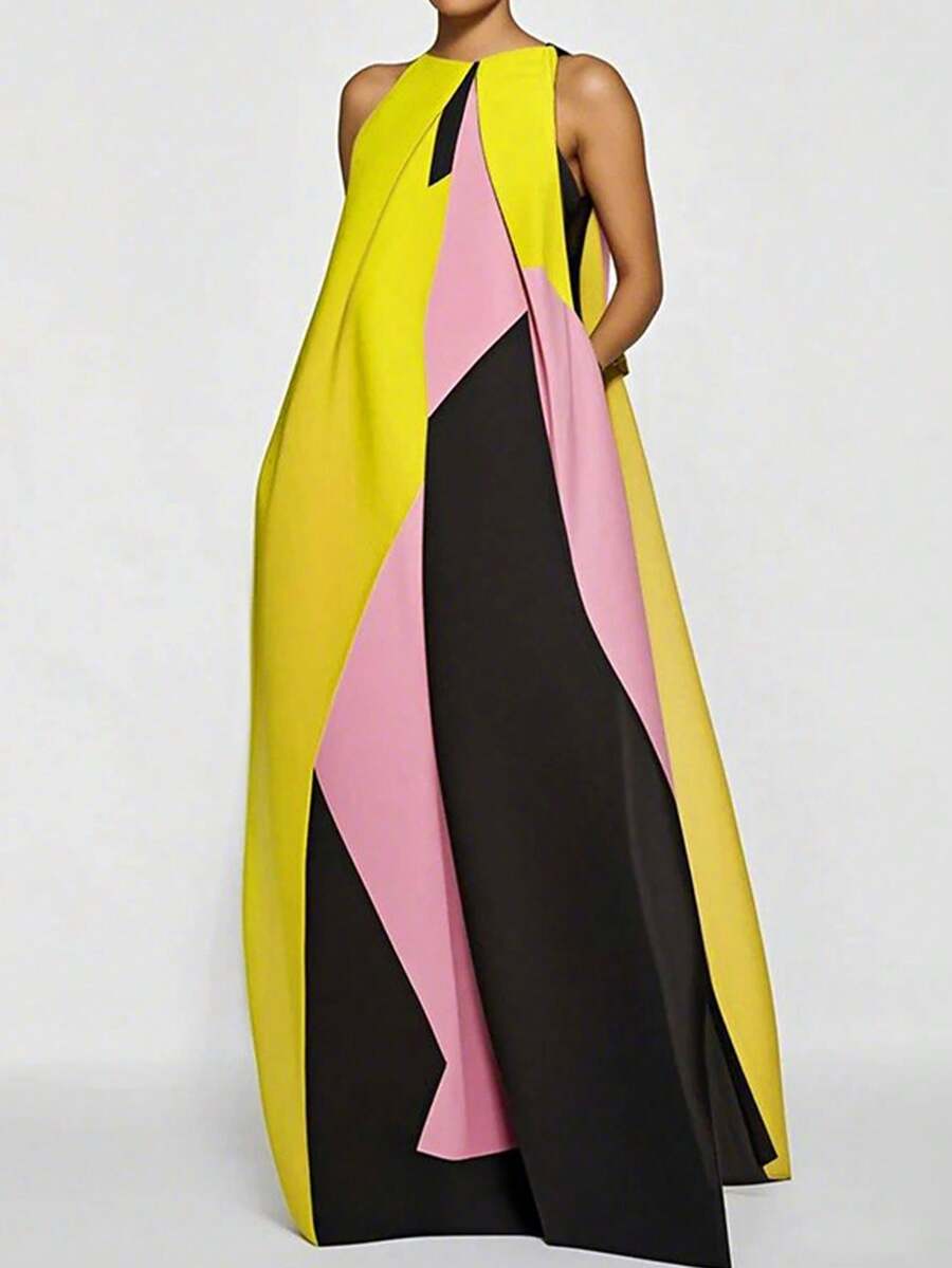 Women Color Block Maxi Dress H - Maxi Dress Halter recensione e prezzo