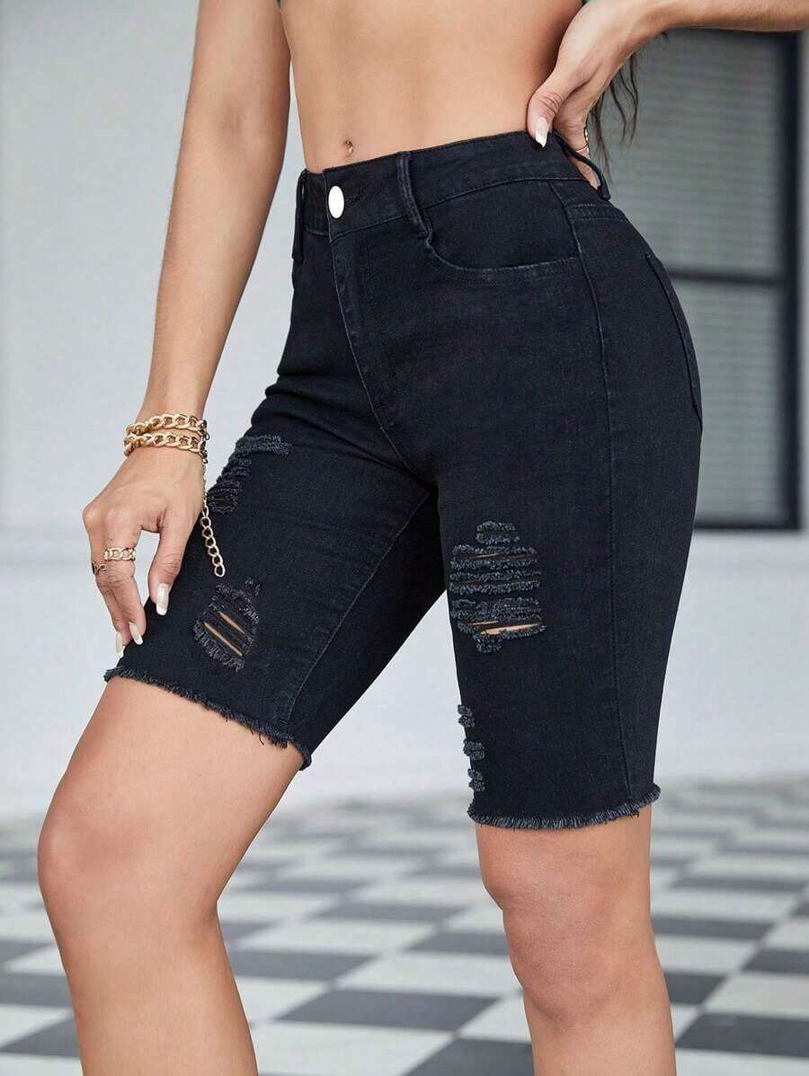 Womens Distressed White Denim  - Shorts Denim Frayed recensione e prezzo