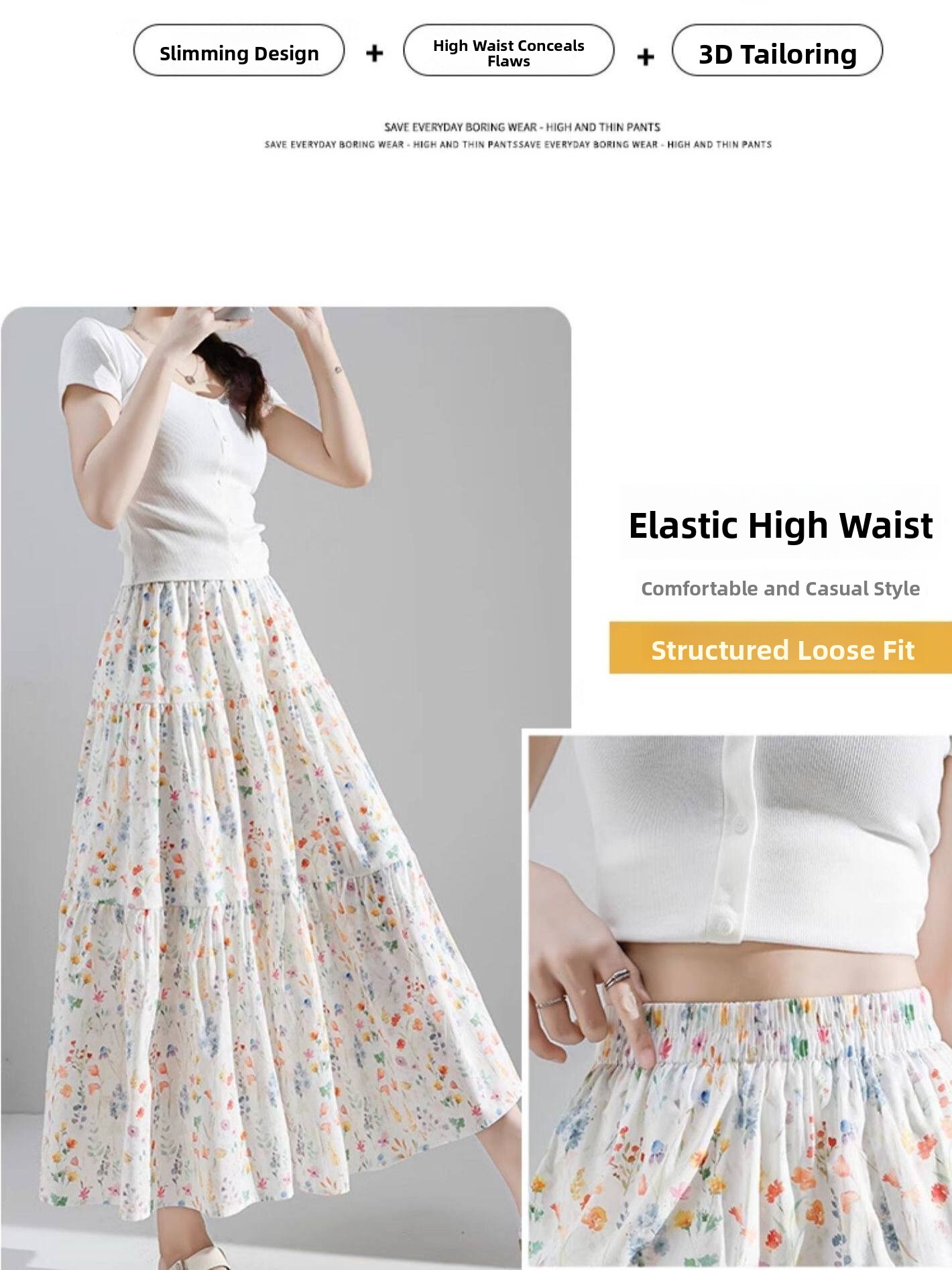 plus Size Floral Print A-Line  - Midi Skirt Floral recensione e prezzo