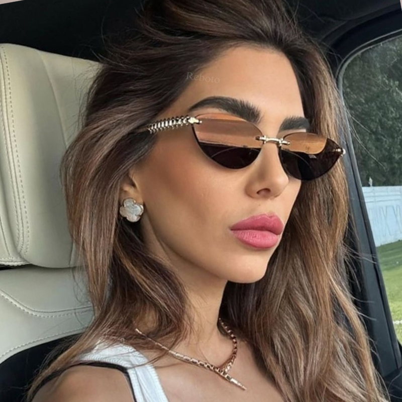 New Cat Eye Rivet Rimless Sung - Sunglasses Cat Eye recensione e prezzo