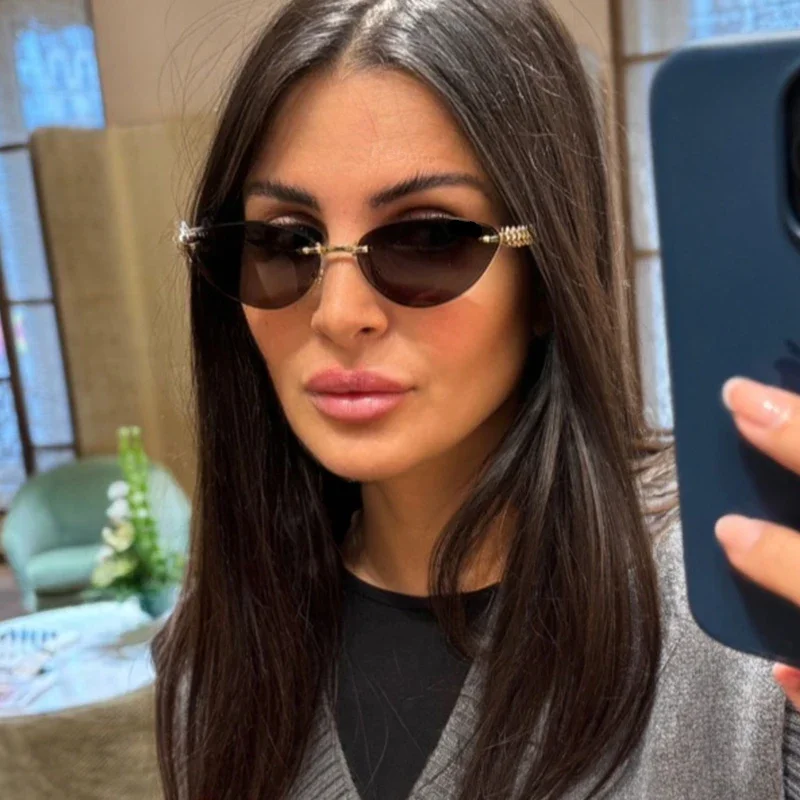 New Cat Eye Rivet Rimless Sung - Sunglasses Cat Eye recensione e prezzo
