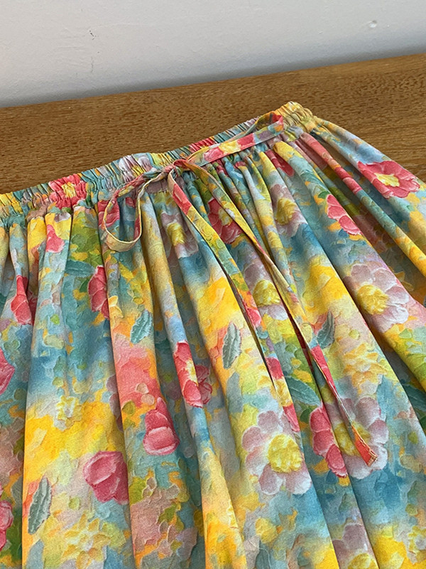 Retro Artistic Large Size A-Li - Midi Skirt Floral recensione e prezzo