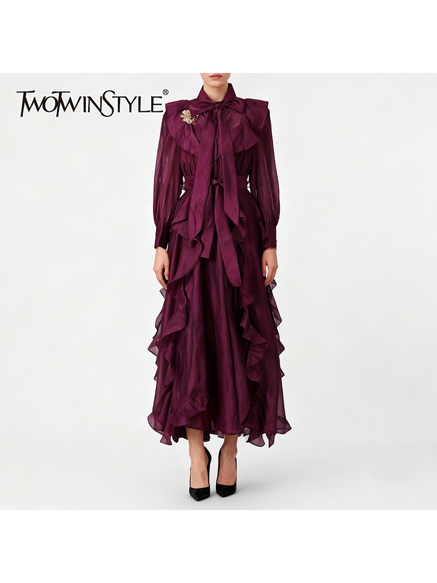 TWOTWINSTYLE Solid Spliced Ruf - Linen Dress Wrap recensione e prezzo