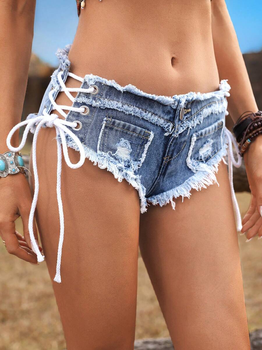 Women Low Waist Frayed Criss-C - Shorts Denim Frayed recensione e prezzo