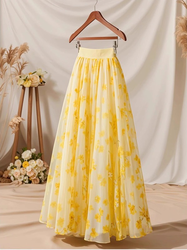 Summer 2026 High Waist Yellow  - Midi Skirt Floral recensione e prezzo