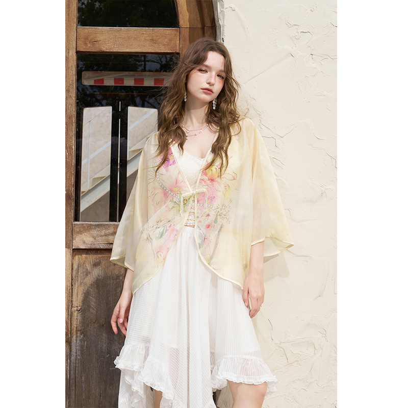 ELFSACK New Chinese Frog Butto - Kimono Sheer Floral recensione e prezzo