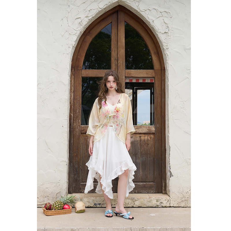 ELFSACK New Chinese Frog Butto - Kimono Sheer Floral recensione e prezzo