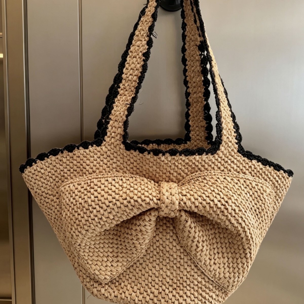 NEW raffia bow crochet handwov - Crochet Bag Raffia recensione e prezzo