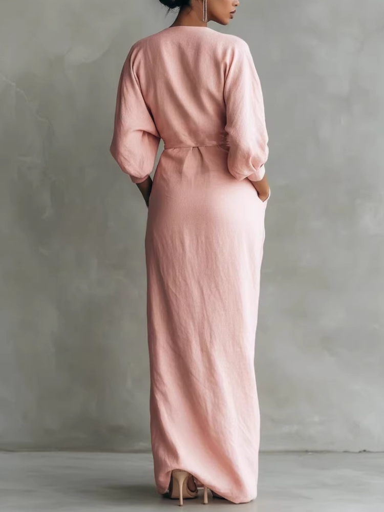 Women Linen Blend Wrap Maxi Dr - Linen Dress Wrap recensione e prezzo