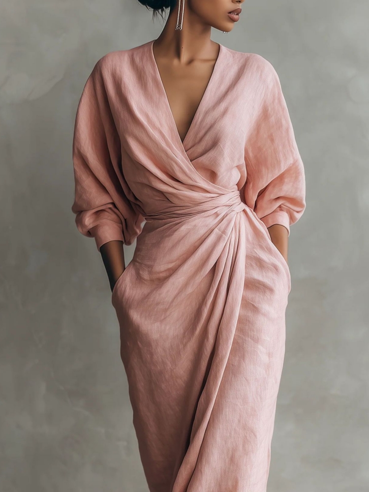 Women Linen Blend Wrap Maxi Dr - Linen Dress Wrap recensione e prezzo