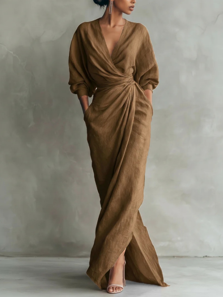 Women Linen Blend Wrap Maxi Dr - Linen Dress Wrap recensione e prezzo