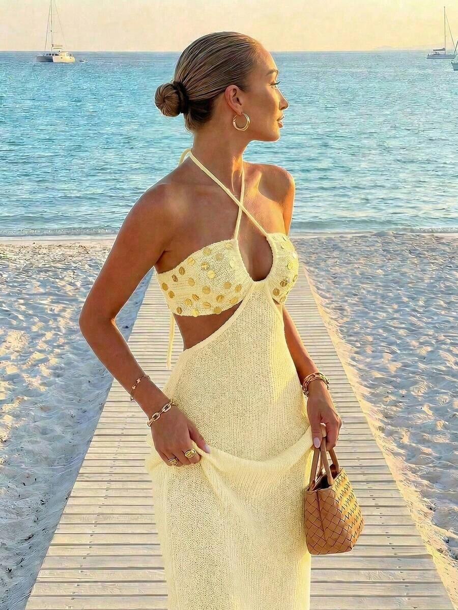 Womens Bohemian Sequin Spaghet - Maxi Dress Halter recensione e prezzo