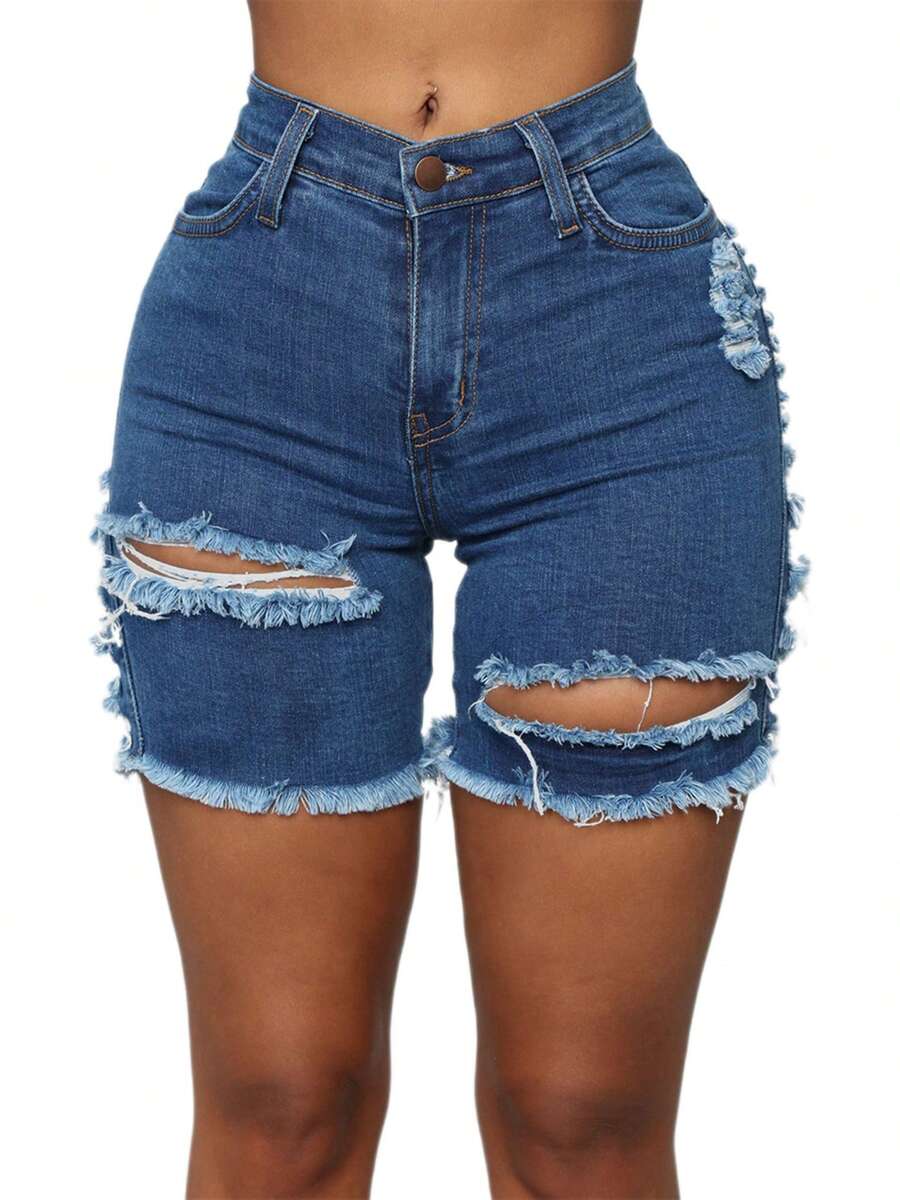 Women High Waist Ripped Denim  - Shorts Denim Frayed recensione e prezzo