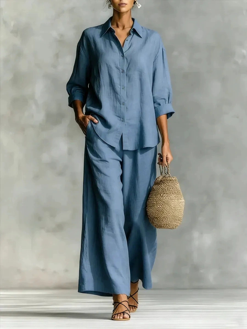 Women's New 7-Sleeve Shirt & W - Linen Pant Wide recensione e prezzo