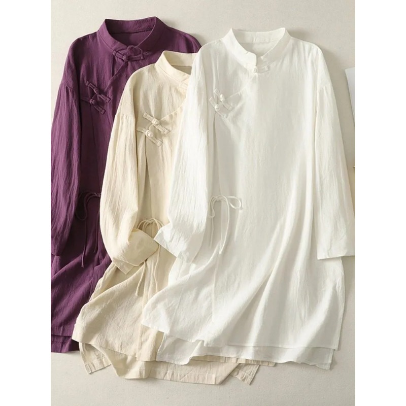 Women's Chinese Style Frog But - Linen Dress Wrap recensione e prezzo