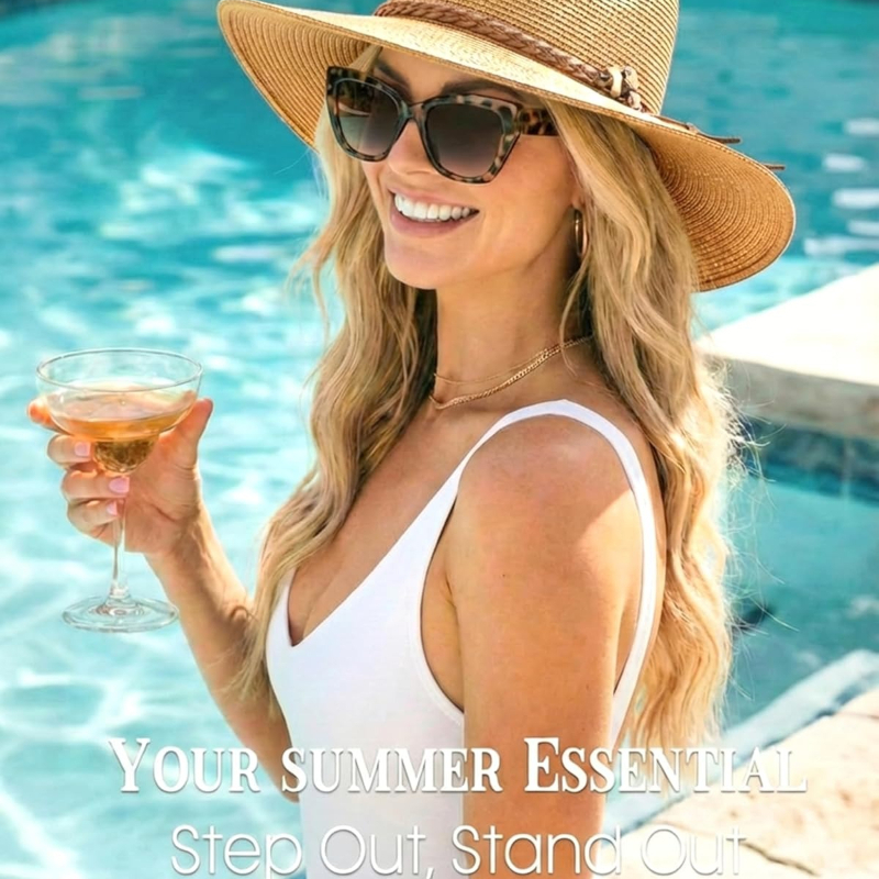 1pc Summer Straw Beach Sun Hat - Hat Floppy Wide recensione e prezzo
