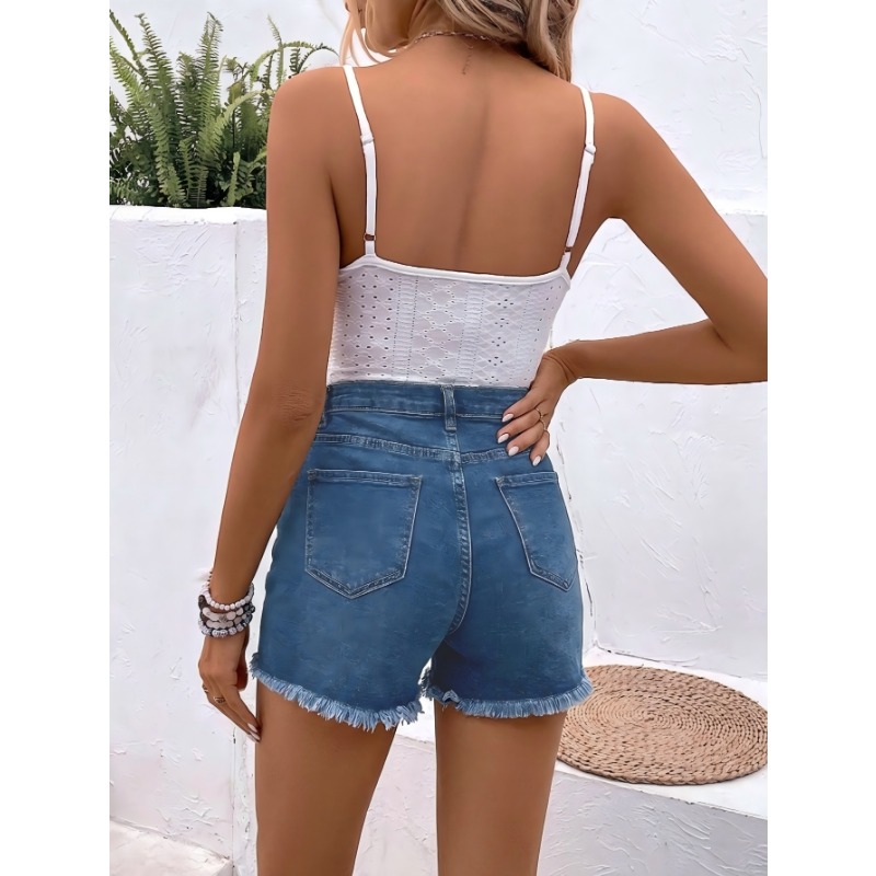 Women's High Waist Denim Short - Shorts Denim Frayed recensione e prezzo