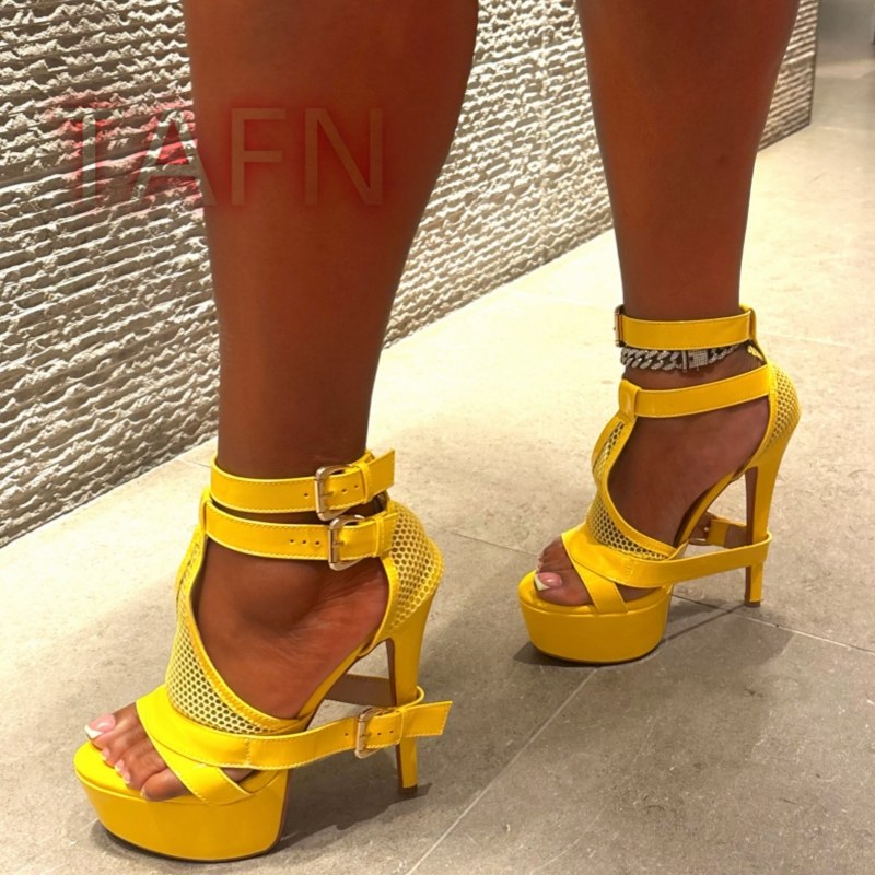 Mesh Buckle Strap Stiletto Pla - Sandal Strappy Heeled recensione e prezzo