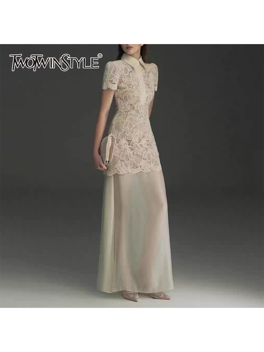 TWOTWINSTYLE Patchwork Lace Dr - Linen Dress Wrap recensione e prezzo