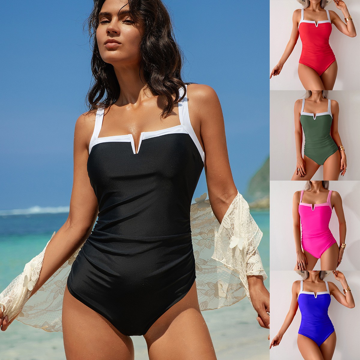 Swimwear Woman One Piece Swims - Swimsuit Bikini Ruched recensione e prezzo