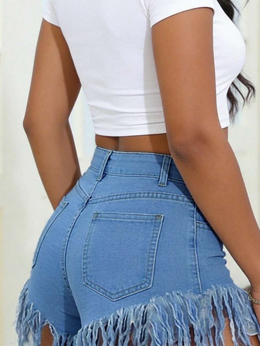 Distressed Frayed Hem Denim Sh - Shorts Denim Frayed recensione e prezzo