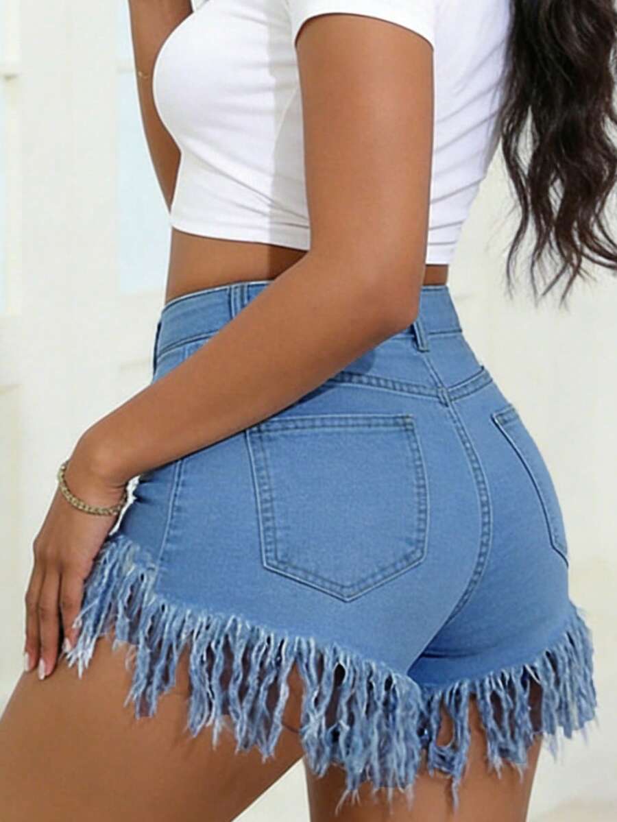 Distressed Frayed Hem Denim Sh - Shorts Denim Frayed recensione e prezzo