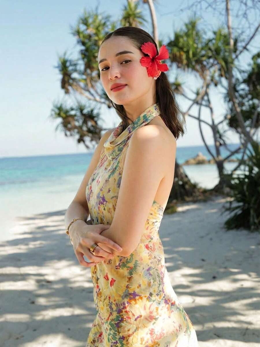 Womens Floral Maxi Halter Back - Maxi Dress Halter recensione e prezzo