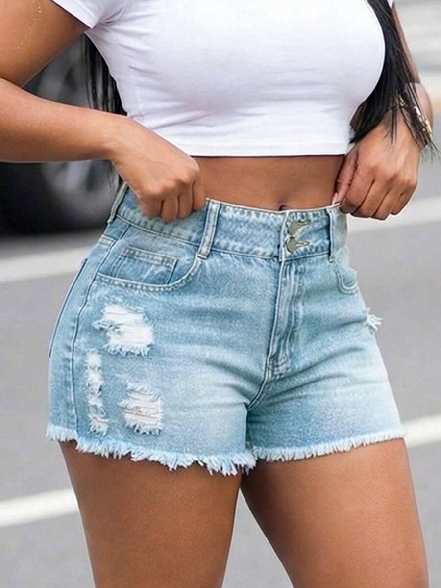 Women High Waist Denim Shorts  - Shorts Denim Frayed recensione e prezzo