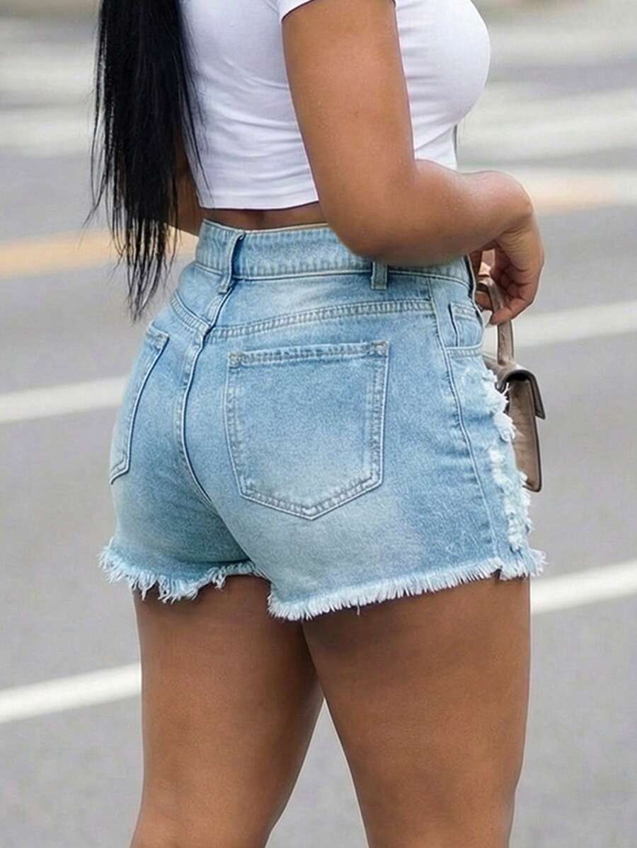 Women High Waist Denim Shorts  - Shorts Denim Frayed recensione e prezzo