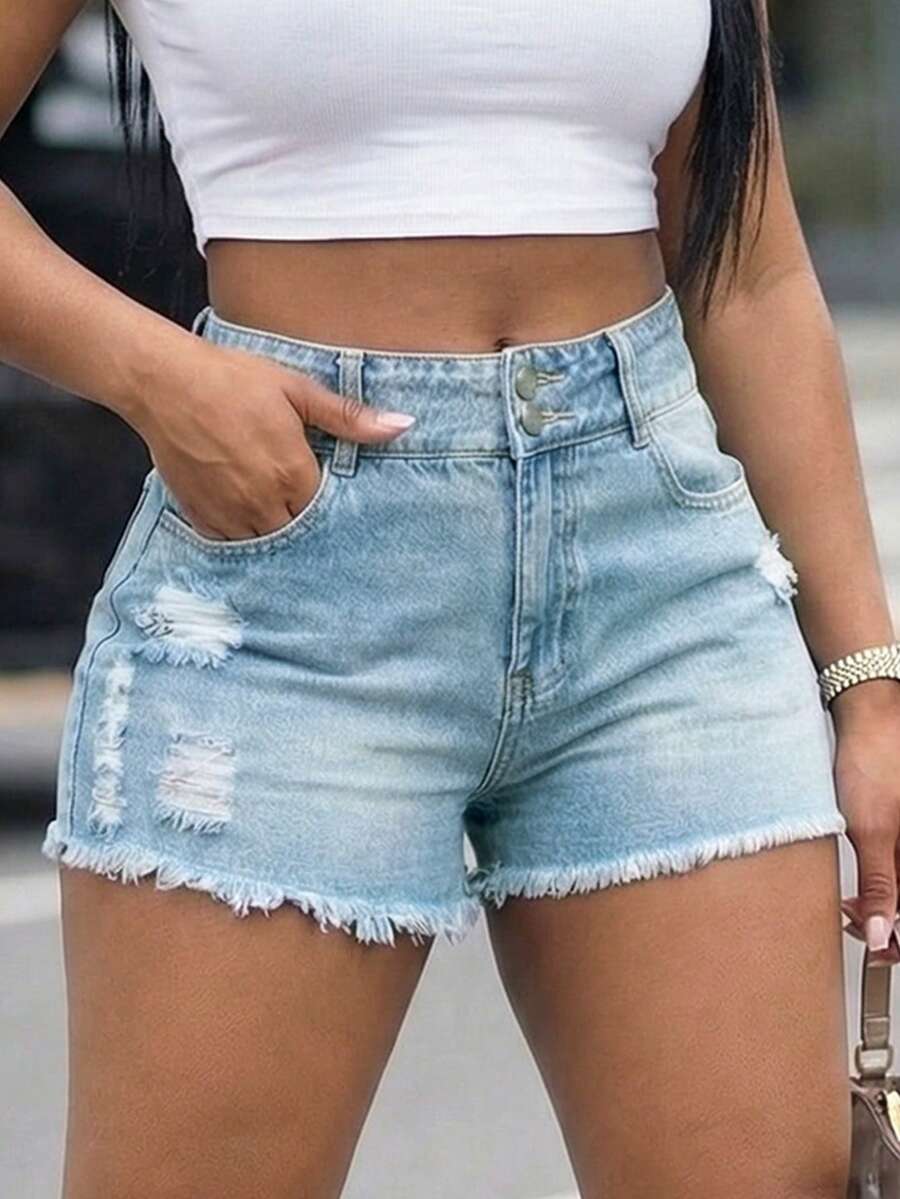 Women High Waist Denim Shorts  - Shorts Denim Frayed recensione e prezzo